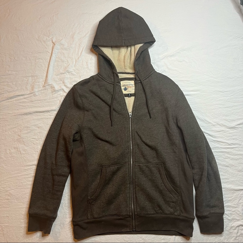 Sonoma Sherpa-Lined Full-Zip Hoodie Sweater - (M)